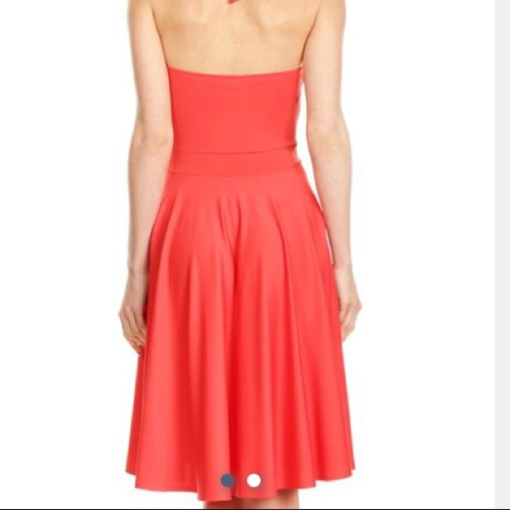Coral Pleated Halter Dress - Picture 2 of 4